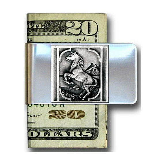 Rearing Horse Pewter Emblem Money Clip