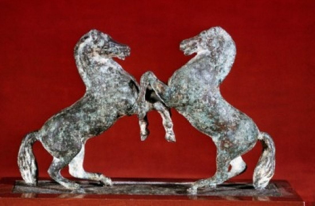 Rearing Horses 3rd C AD Roman Art Canvas Art -  (24 x 36)