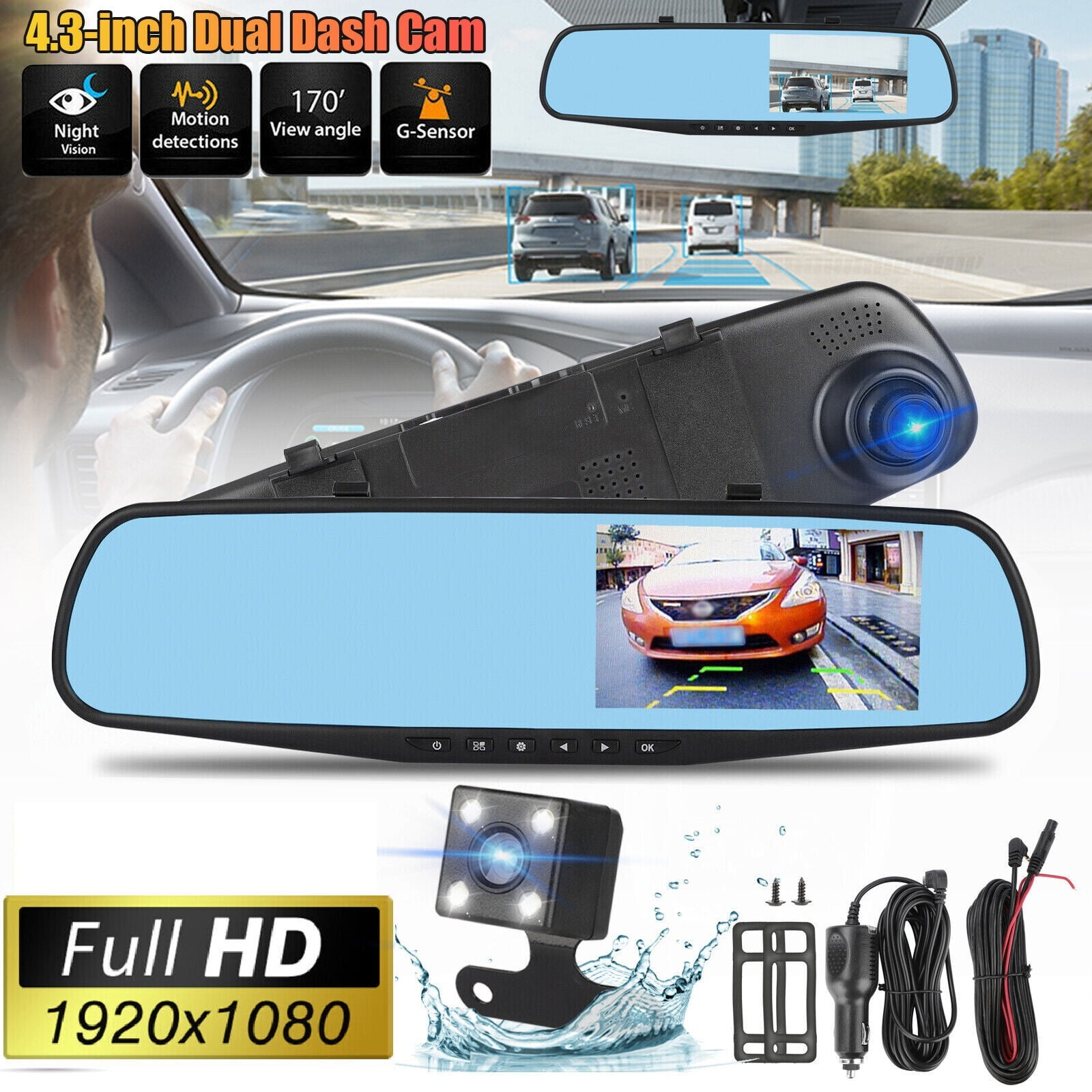 Dash Cam Front and Rear Inside 3 Channel, Free 64GB SD Card, 1080P Dash  Camera for Car with 4 IR Lamps, Three Way Car Cam Super Night Vision, 2.5  Inch