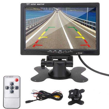 Rearview Car LCD Monitor,7" TFT LCD Digital with Color Wide Screen for Car Rear View Backup Camera,Car DVD Serveillance Camera,Car Rear View Monitor with 2 Video Input Ports,Black