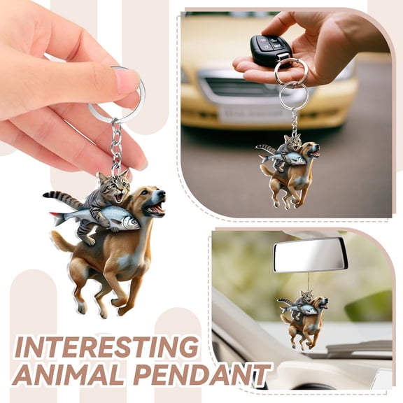 Rearview Mirror, Car Hanging Ornament, 3X4 in Acrylic, Dog Cat Fish Graphic, Car decorations interior Aesthetic, Hanging Car Accessories, 1 Pc