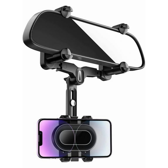 Rearview Mirror Phone Holder for Car,360°Rotatable and Retractable Multifunctional Rear View Mirror Phone Holder,Four Corners Fixed Anti-Shake Design,for All Mobile Phones and All Car
