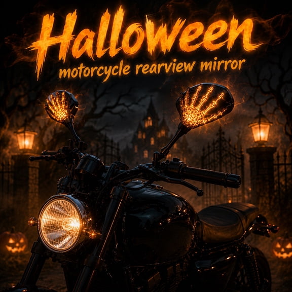 Rearview Mirrors, Motorcycle Mirrors for Handlebars, Halloween Skeleton, Motorcycle Turn Signals, 2 Pack Universal Skeleton Ghost Claw Style Rearview Mirrors with Integrated High