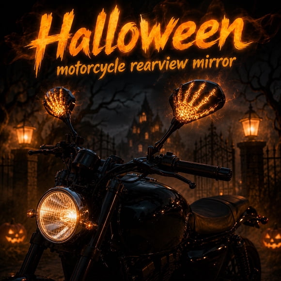 Rearview Mirrors, Motorcycle Mirrors for Handlebars, Halloween Skeleton, Motorcycle Turn Signals, 2 Pack Universal Skeleton Ghost Claw Style Rearview Mirrors with Integrated High