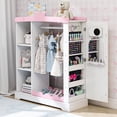 thumbnail image 1 of Rease Kids Armoire with Mirror, Dress up Storage for Children Costume, Wardrobe Closet with Jewelry Cabinet for Bedroom, Kids Room, Girl, White, 1 of 9