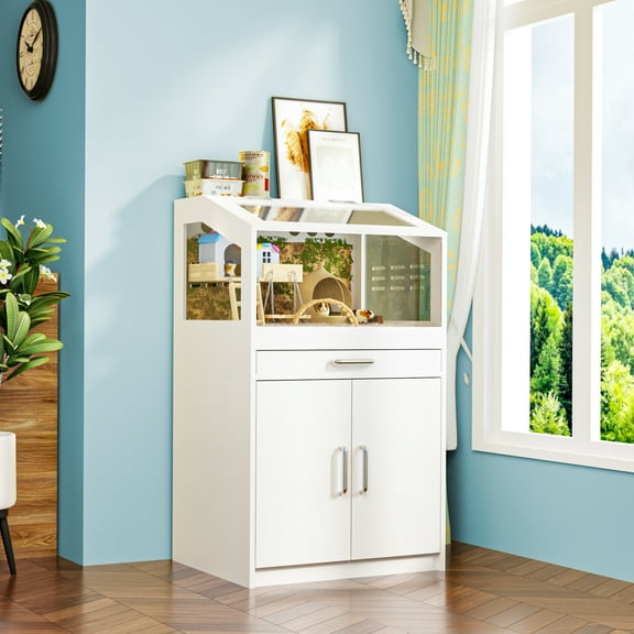 Reasea Large Breathable Hamster, Guinea Pig, Rabbit & Hedgehog Habitat Cage, White