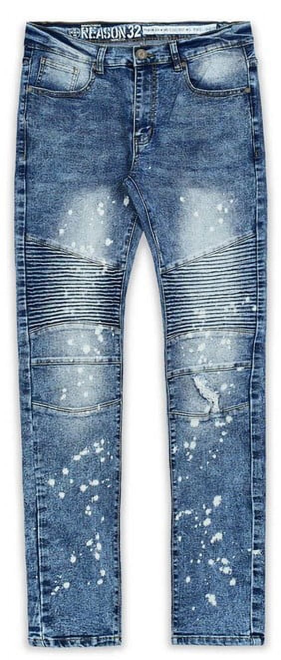 Reason Brand Men's Slim Skinny Fit Stretch Moto Jeans (34, Pines