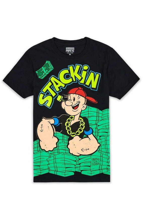 Brand X Popeye Men's Officially Licensed Exclusive Graphic Tee T-Shirt (Large, Stankin)