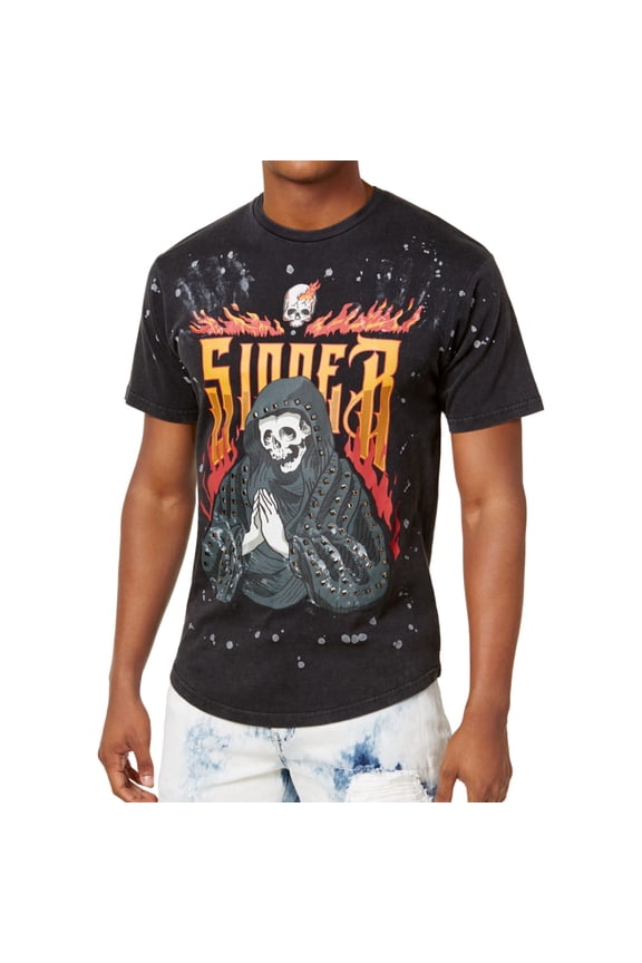 Mens Sinner Graphic T-Shirt, Grey, XX-Large