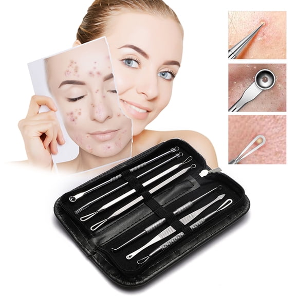 No Reason Sale Awwp Black Blackhead Removal Tools Blackhead Remover Pimple Tool Comedone Zit Extractor Kit for Nose Facial Pore Extraction Popping Needle, Beauty Instrument