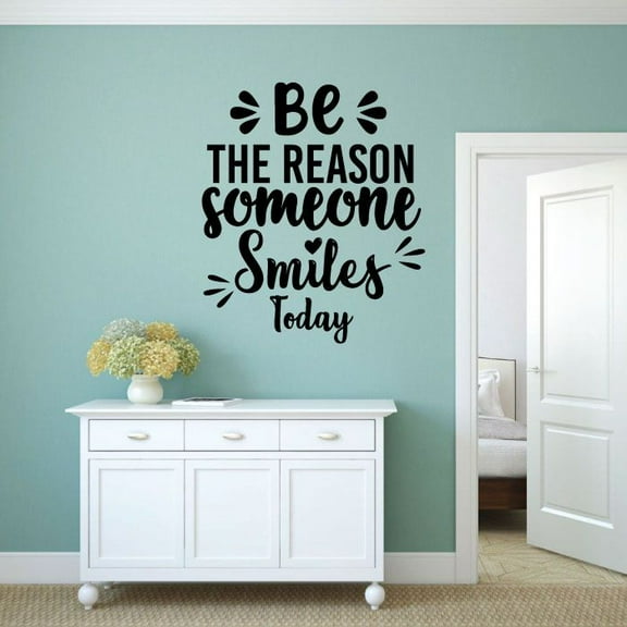 Be The Reason Someone Smiles Today - Inspirational Quote Motivational Quote Optimistic Life Vinyl Wall Decal Wall Art Wall Decoration Home Room Bedroom Living Room Home Décor Design Size (20x20 inch)