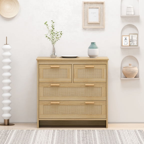 Reasonable Load - Bearing Rattan Cabinet | Put Sundries on Tabletop and Drawers | No Worries about Weight Issues