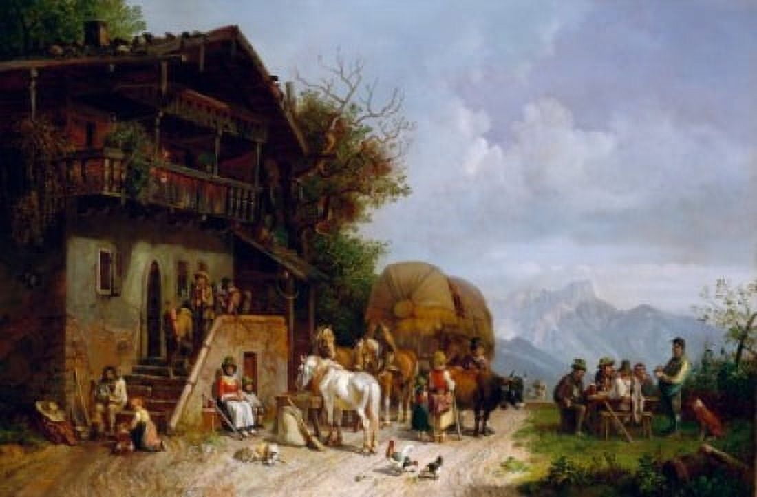 Reat at a Mountain Inn by Heinrich Burkel (1802-1869) Canvas Art - Heinrich Burkel (18 x 24)