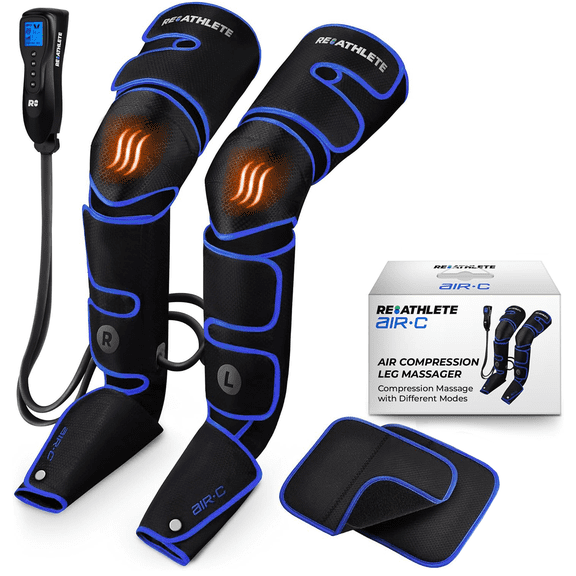 Reathlete Leg Massager for Circulation & Pain Relief with Heat & 4 Levels | 1-YEAR WARRANTY | 3 MODES & 4 INTENSITY LEVELS: Targeted leg compression massager relieves pain of thighs, calves, and feet