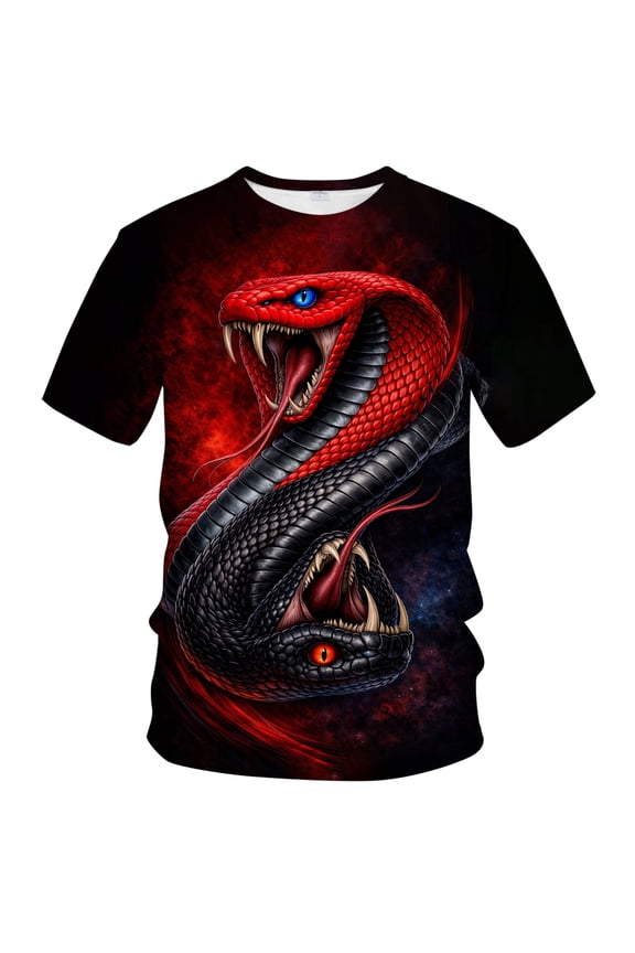 3D Cobra Snake T Shirt Serpent Graphic Tee Yin Yang Style All Over Print Shirt for Men Women Streetwear Fashion