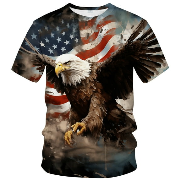 Rebaike Bald Eagle T-shirt for Men American Flag Graphic Tee Shirt