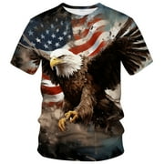 Rebaike Bald Eagle T-shirt for Men American Flag Graphic Tee Shirt