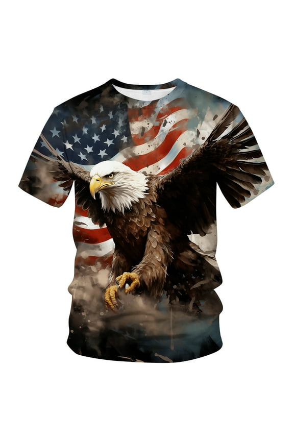 Bald Eagle T-shirt for Men American Flag Graphic Tee Shirt