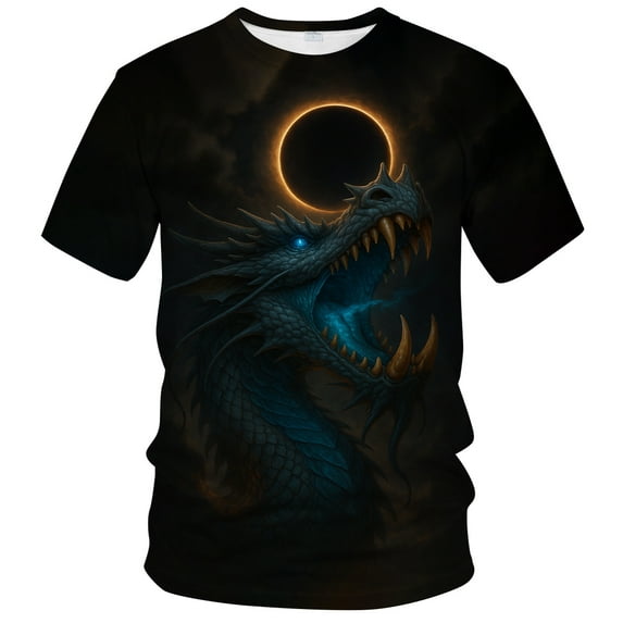 Rebaike Men’s Dragon Graphic T-Shirt, Fantasy Anime Style Short Sleeve Casual Tee