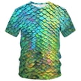 thumbnail image 1 of Rebaike Men's 3D Scale Pattern Graphic T-Shirt, Fish Scale Wave Texture, All Over Print Fantasy Tee, 1 of 7