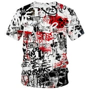 Rebaike Mens All-Over Print Graphic T-Shirt Abstract Street Art Design