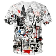 Rebaike Mens All-Over Print Graphic T-Shirt Abstract Street Art Design