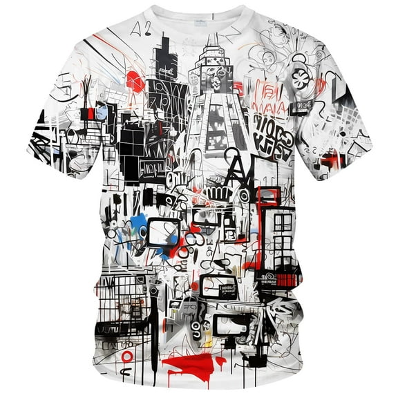 Rebaike Men's All-Over Print Graphic T-Shirt Abstract Street Art Design