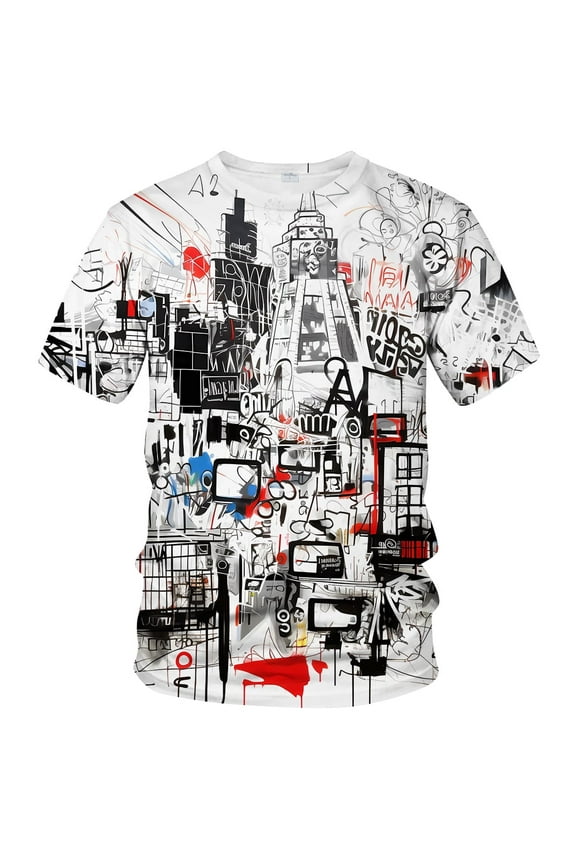 Men's All-Over Print Graphic T-Shirt Abstract Street Art Design