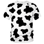 Rebaike Mens Cow Print T-Shirt Funny Black and White Pattern Graphic Tee