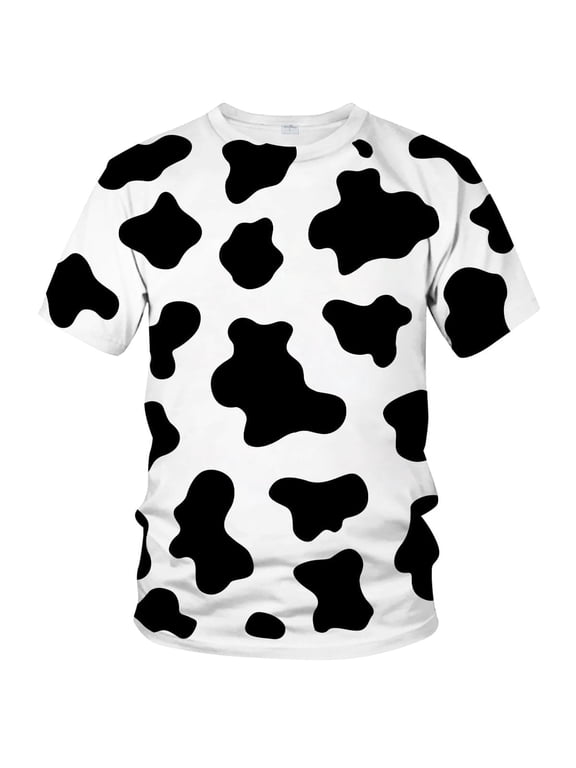 Men's Cow Print T-Shirt Funny Black and White Pattern Graphic Tee