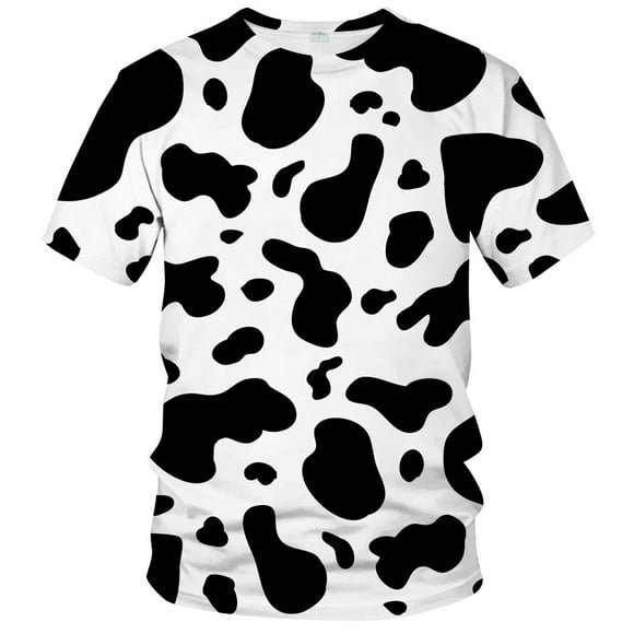 Men's Cow Print T-Shirt Funny Black & White Cow Pattern Shirt
