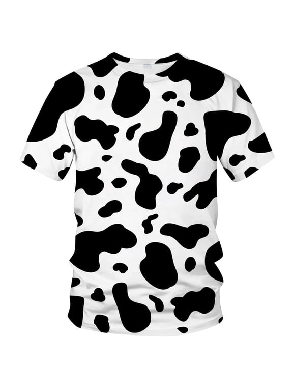 Men's Cow Print T-Shirt Funny Black and White Pattern Graphic Tee