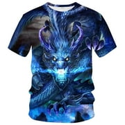 Rebaike Mens Dragon Allover Graphic T-Shirt Anime Inspired Fantasy Tee