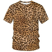 Rebaike Mens Leopard Print T-Shirt All Over Animal Pattern Wild Style Tee Shirt