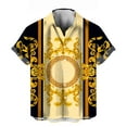 thumbnail image 1 of Rebaike Men's Luxury Baroque Print Shirt Gold Pattern Button Down Short Sleeve Shirt Designer-Inspired Party Top, 1 of 7