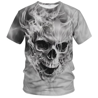 Rebaike Men's Graphic T-Shirt 3D Skull Skeleton Print Gothic Style