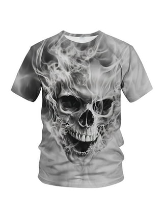 GRANCY】Skull Rhinestone Design T-shirt Rhinestone Skull T Shirt