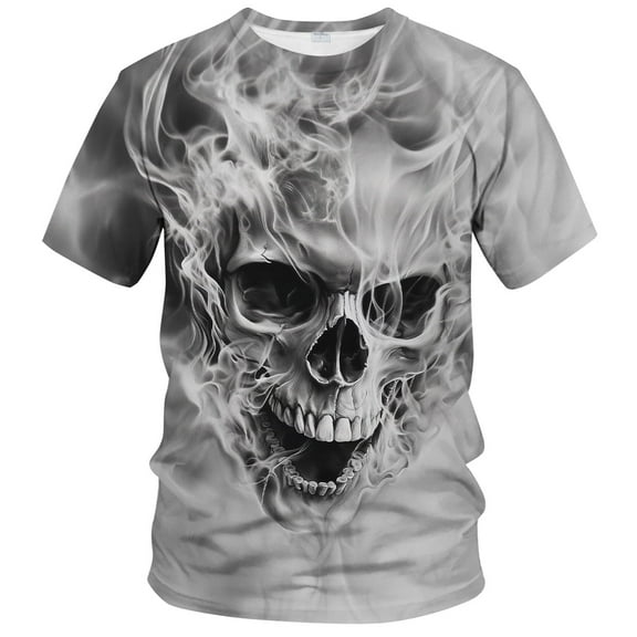 Rebaike Men's Skull Graphic T-Shirt 3D Skeleton Print Polyester Tee Gothic & Streetwear Style