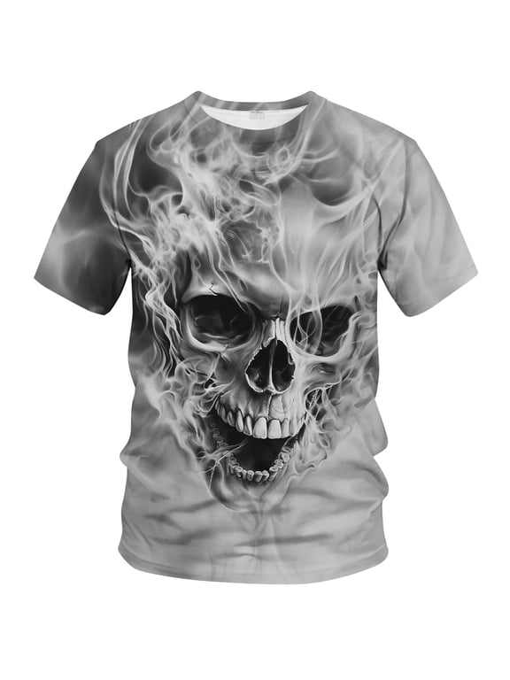 Men's Skull Graphic T-Shirt 3D Skeleton Print Polyester Tee Gothic & Streetwear Style