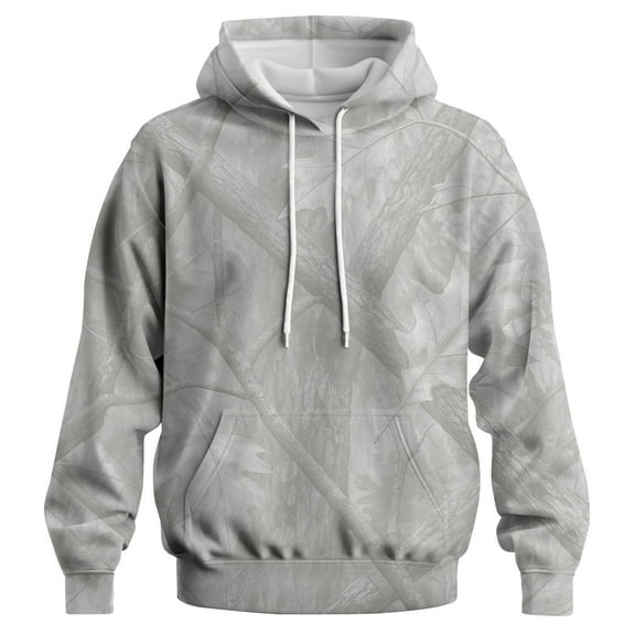 Rebaike Men's Snow Camo Hoodie Winter White 3D Forest Camouflage Pullover Sweatshirt