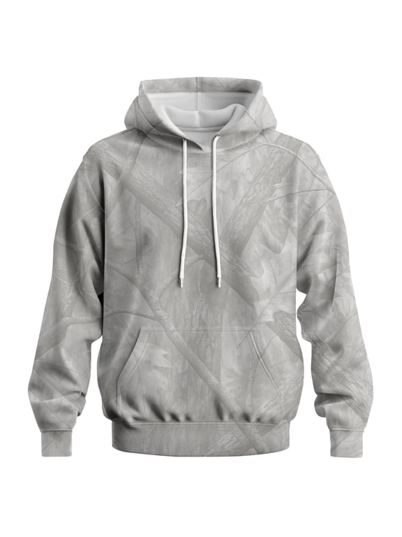 Men's Snow Camo Hoodie Winter White 3D Forest Camouflage Pullover Sweatshirt