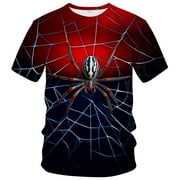 Rebaike Mens Spider Web Graphic T-Shirt All Over Print Halloween Tee