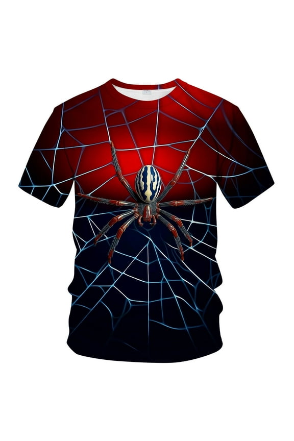 Men's Spider Web Graphic T-Shirt All Over Print Halloween Tee