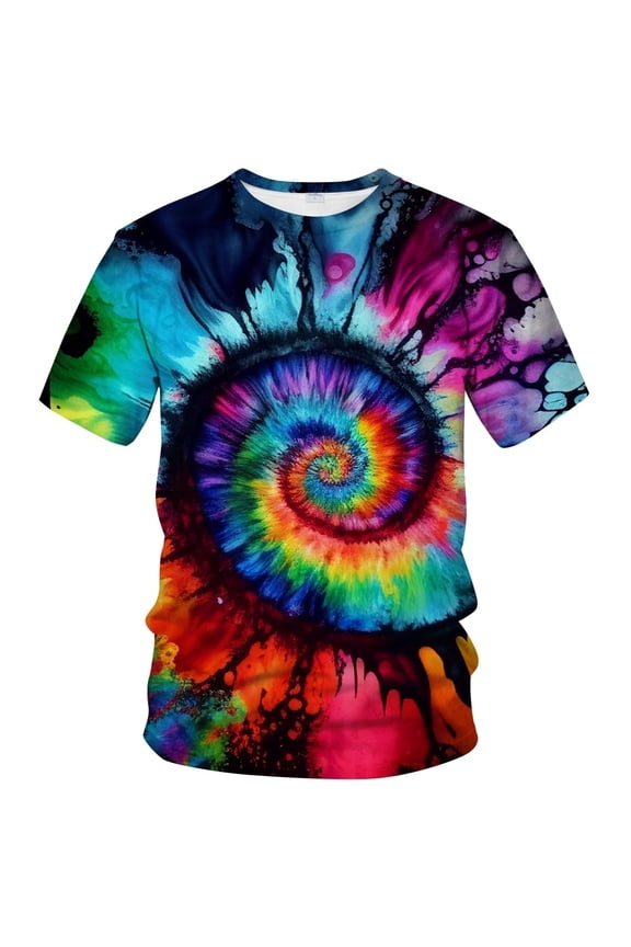 Men's Tie Dye T-Shirt Colorful Rainbow Psychedelic Graphic Tee