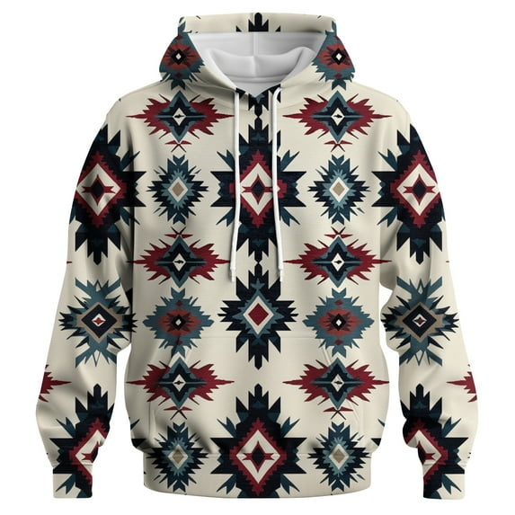 Rebaike Men's Tribal Aztec Pattern Hoodie Vintage Western Pullover with Kangaroo Pocket Casual Fall Winter Sweatshirt