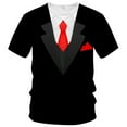thumbnail image 1 of Rebaike Men's Tuxedo Print T-Shirt Faux Suit Graphic Tee All-Over Costume Polyester Shirt, 1 of 8