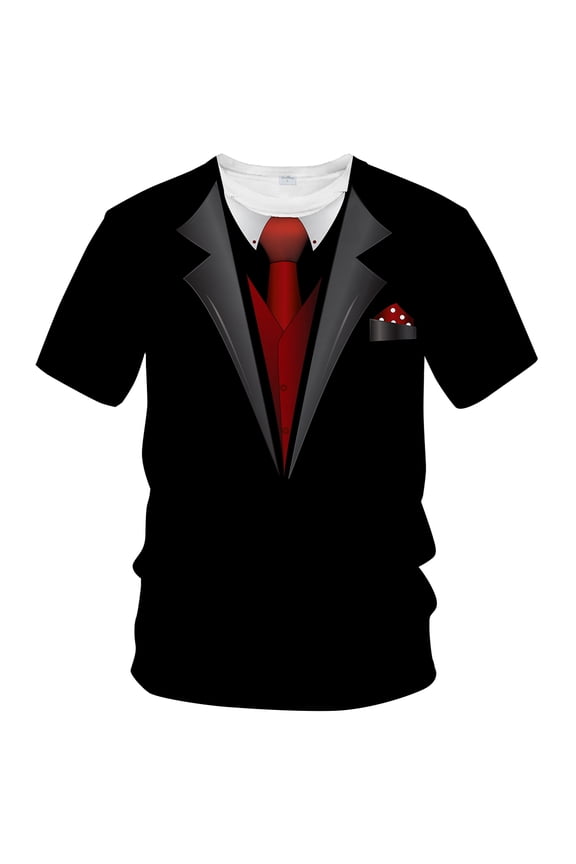 Men's Tuxedo Print T-Shirt Faux Suit Graphic Tee All-Over Costume Polyester Shirt