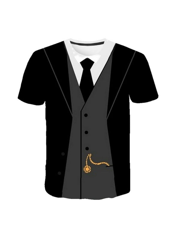 Men's Tuxedo Print T-Shirt Faux Suit All-over Costume Graphic Tee