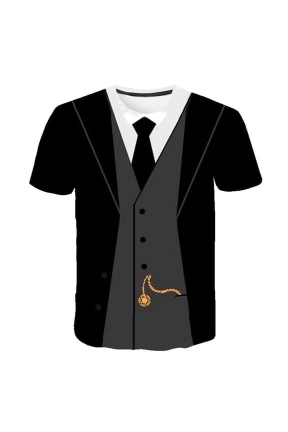Men's Tuxedo Print T-Shirt Faux Suit All-over Costume Graphic Tee