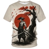 Rebaike Samurai Anime Manga Art T-Shirt – Japanese Warrior Ink Style ...